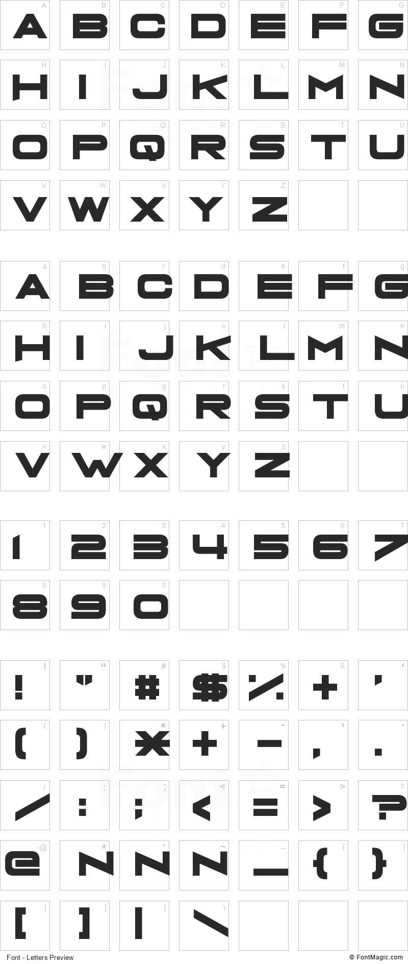 Grandma’s Television Font - All Latters Preview Chart